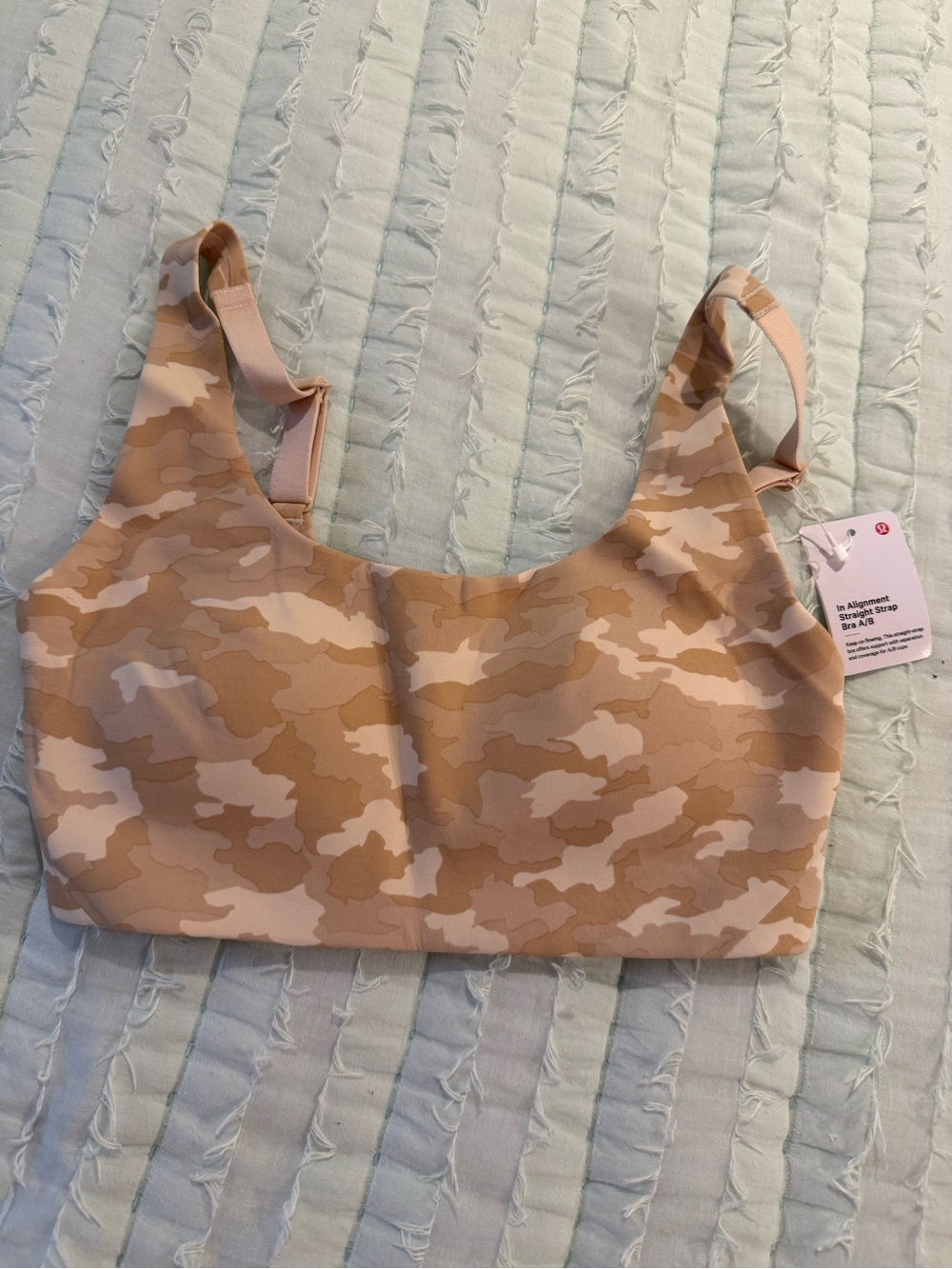 Lululemon Women’s Beige Camo Bralette - Soft Support size 6 NWT